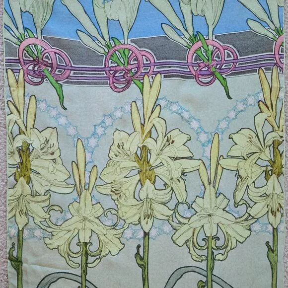 Alphonse Mucha Lily Silk Chiffon Scarf - Picture 5 of 10